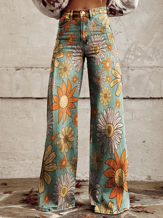 Amelia Elegant Floral Print Palazzo Pants