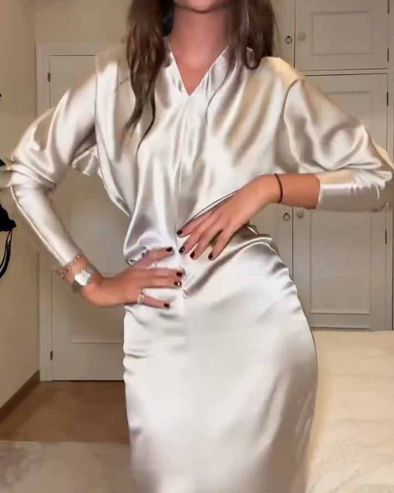 Elegant V-neck Split Dress