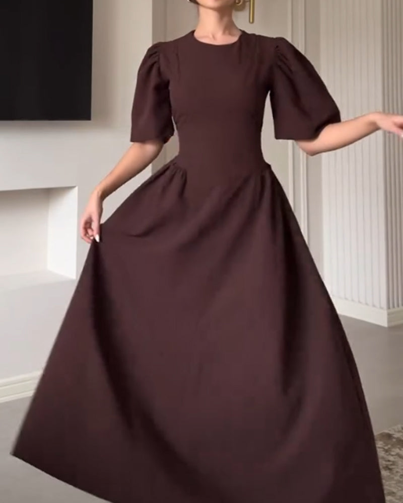 Elegant Crewneck Bow Dress
