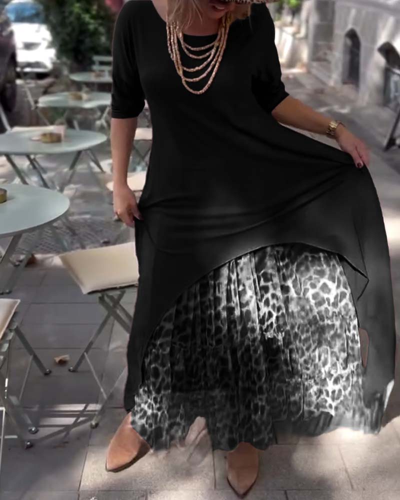 Amira Long Sleeve Dress with Tulle Effect Skirt