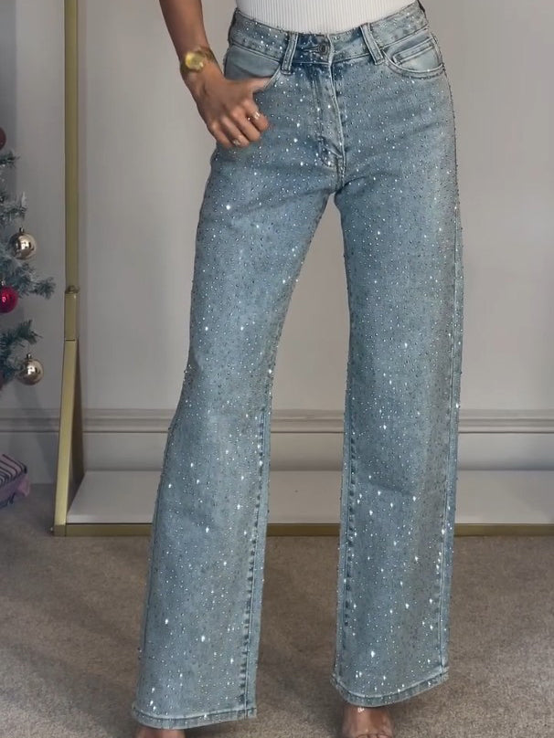Sophia Elegant High-Waisted Diamanté Jeans