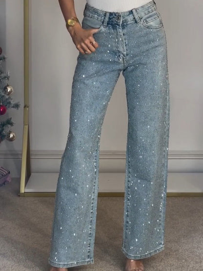 Sophia Elegant High-Waisted Diamanté Jeans