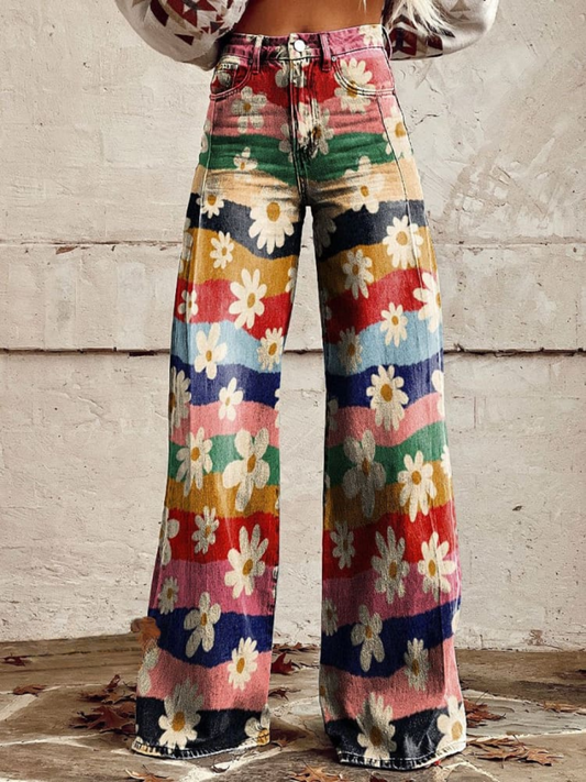 Elegant and Comfortable Floral Retro Pants