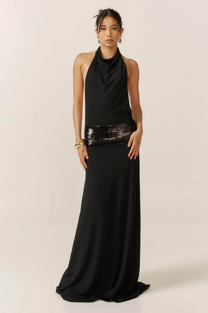 Adele Black Halter Gown