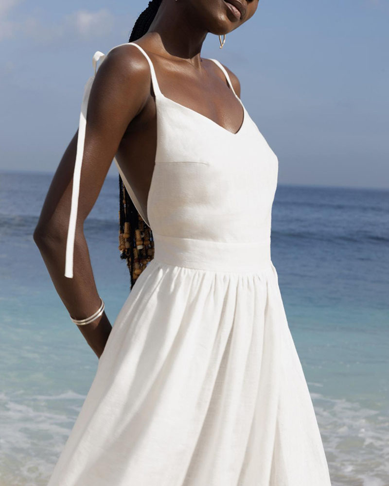 Sophia Chic V-neck strapless backless dress