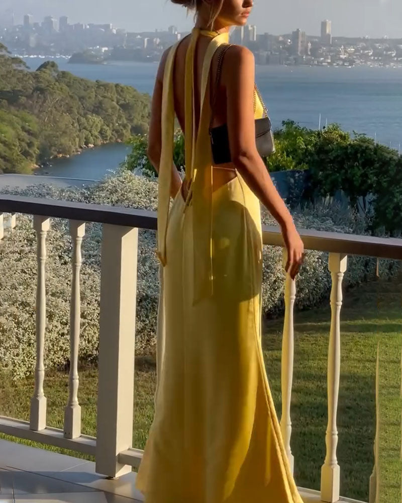Elegant V-neck Backless Dress