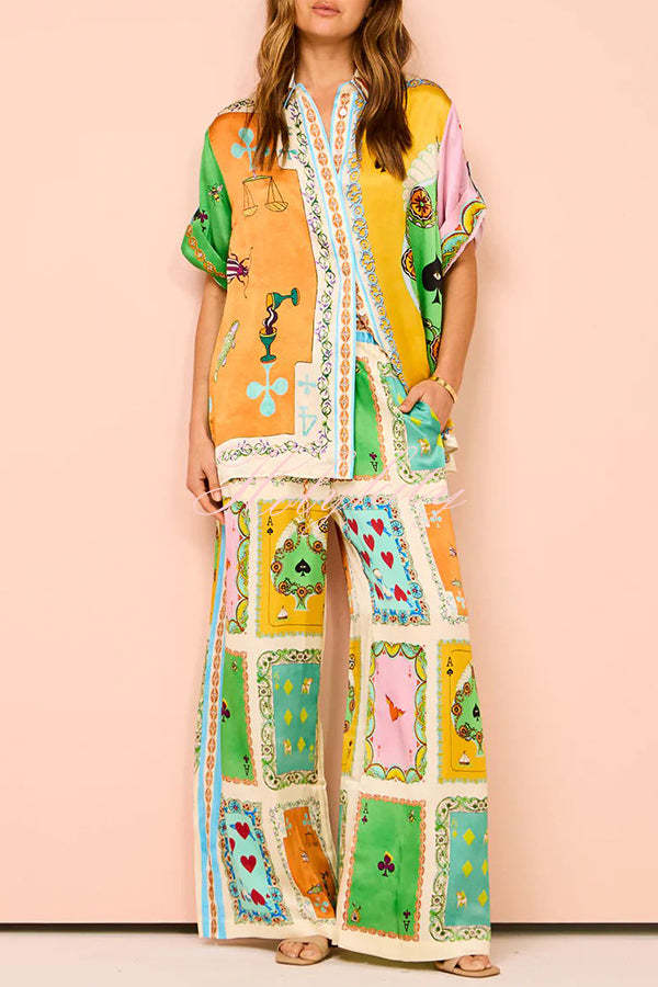 Isla Stylish Poker Print Satin Blouse
