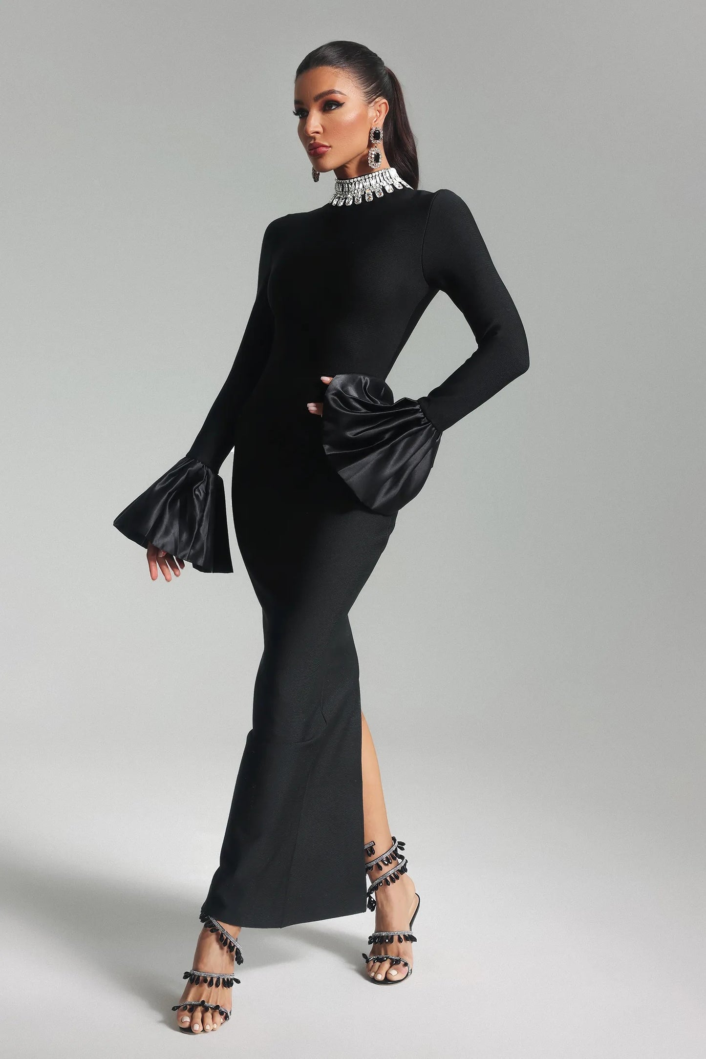 Luna Elegant Diamante Maxi Bandage Gown