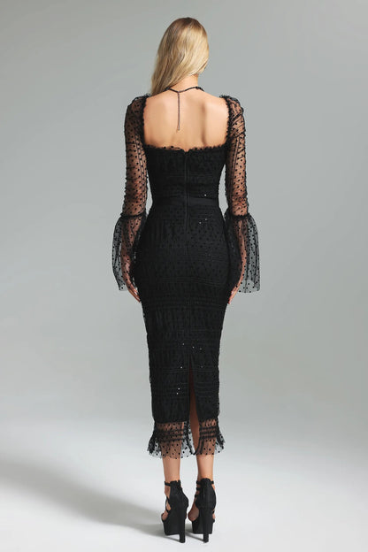 Mila Elegant Mesh Midi Dress