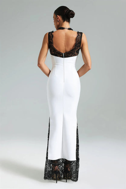 Olivia Elegant Deep V Lace Gown