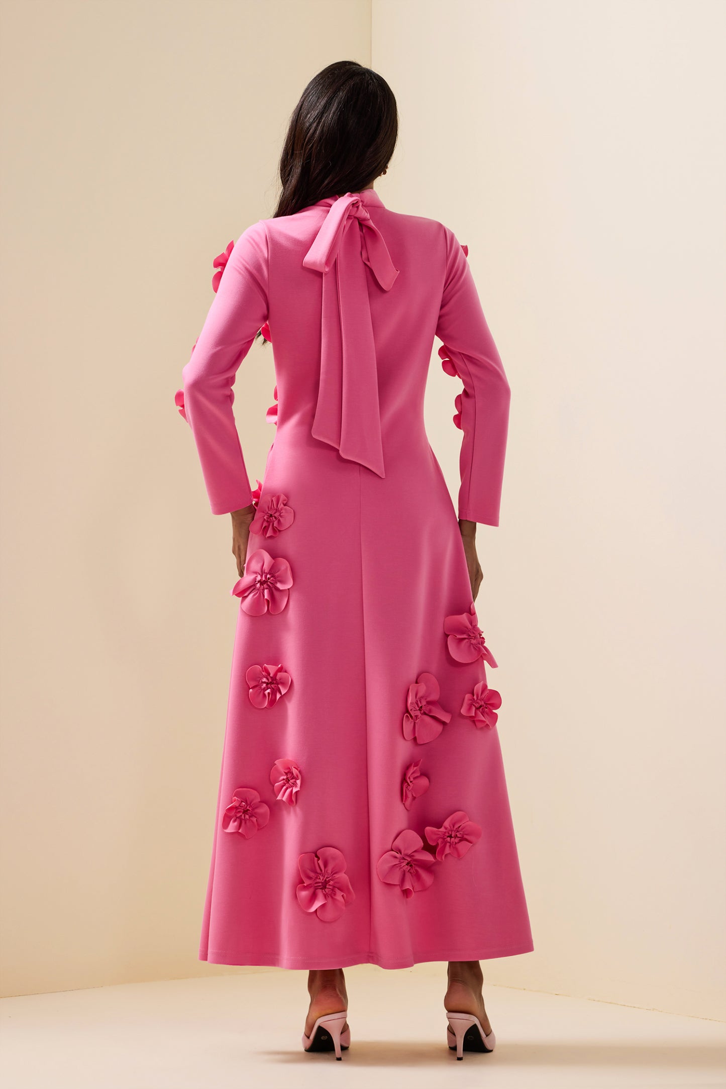 Savannah Timeless 3D Flower Long Sleeve Dress