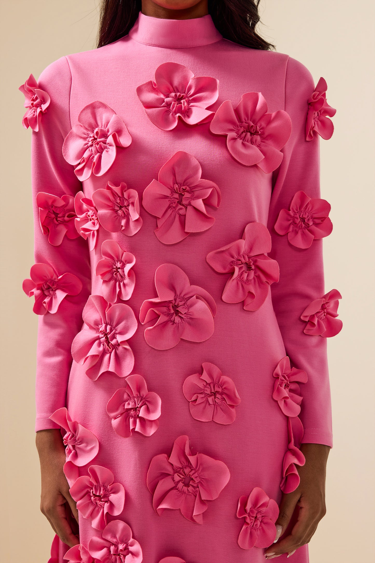 Savannah Timeless 3D Flower Long Sleeve Dress