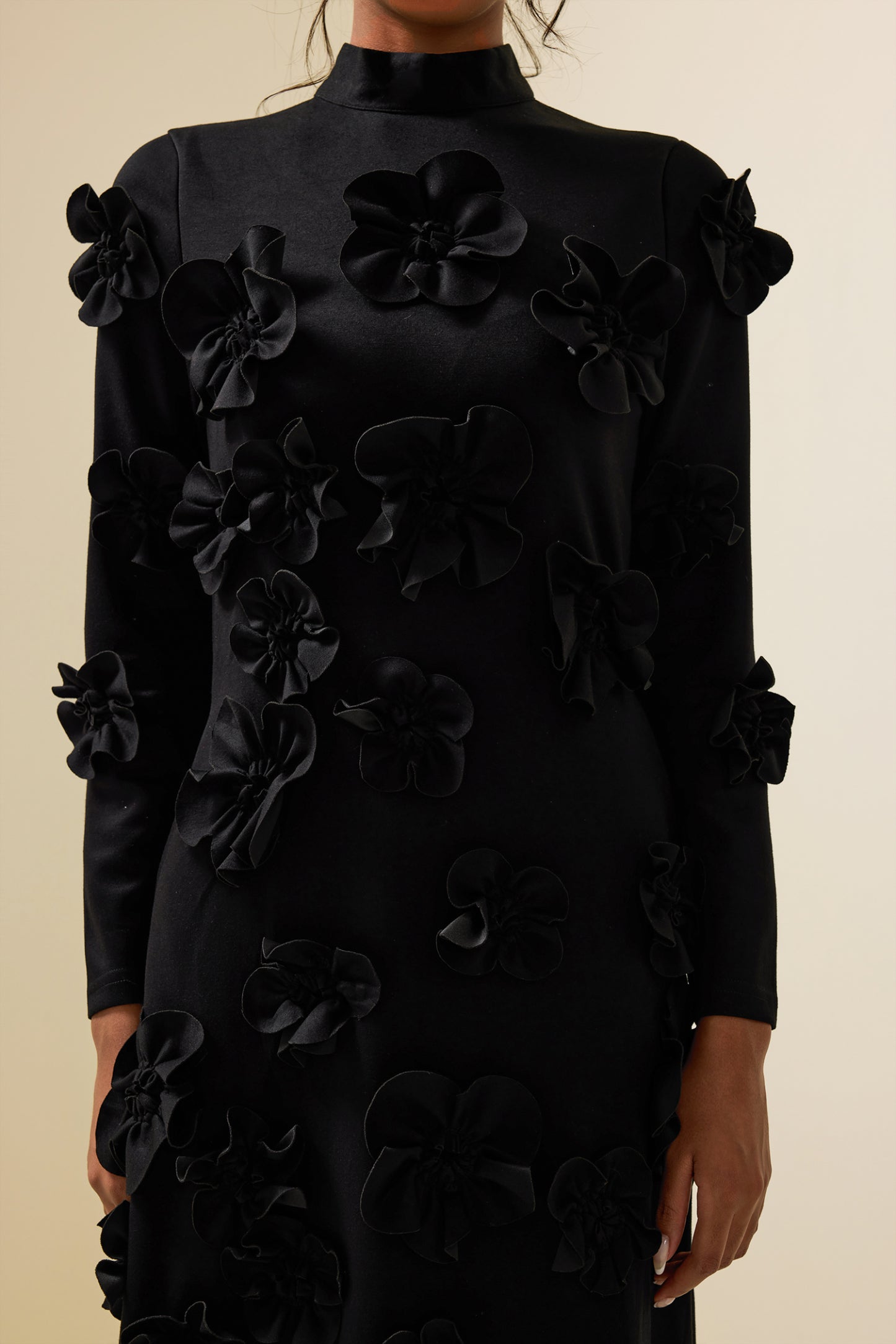 Savannah Timeless 3D Flower Long Sleeve Dress