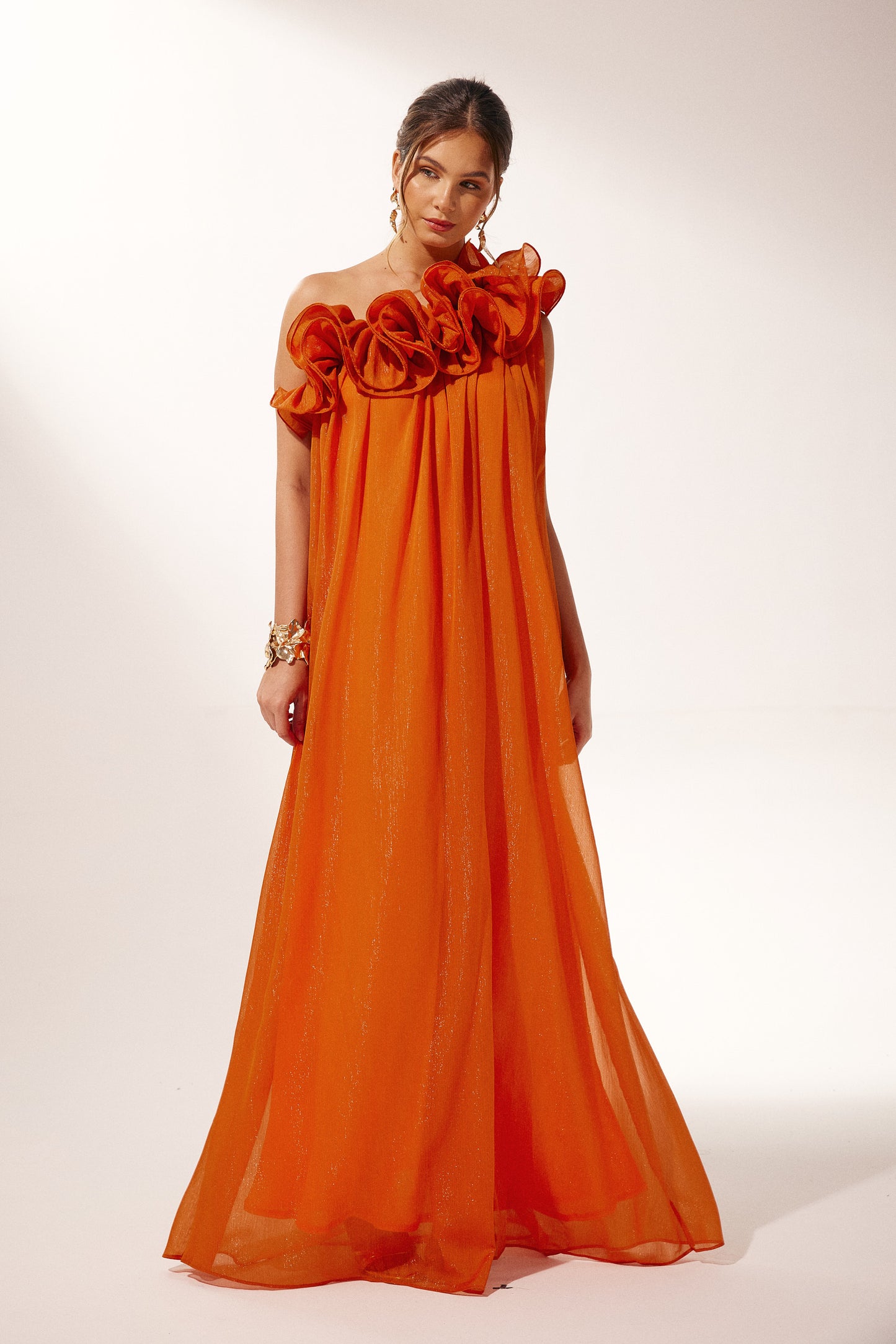 One-shoulder Floral Maxi Dress