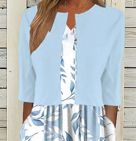 Print Midi Dress With Jacket