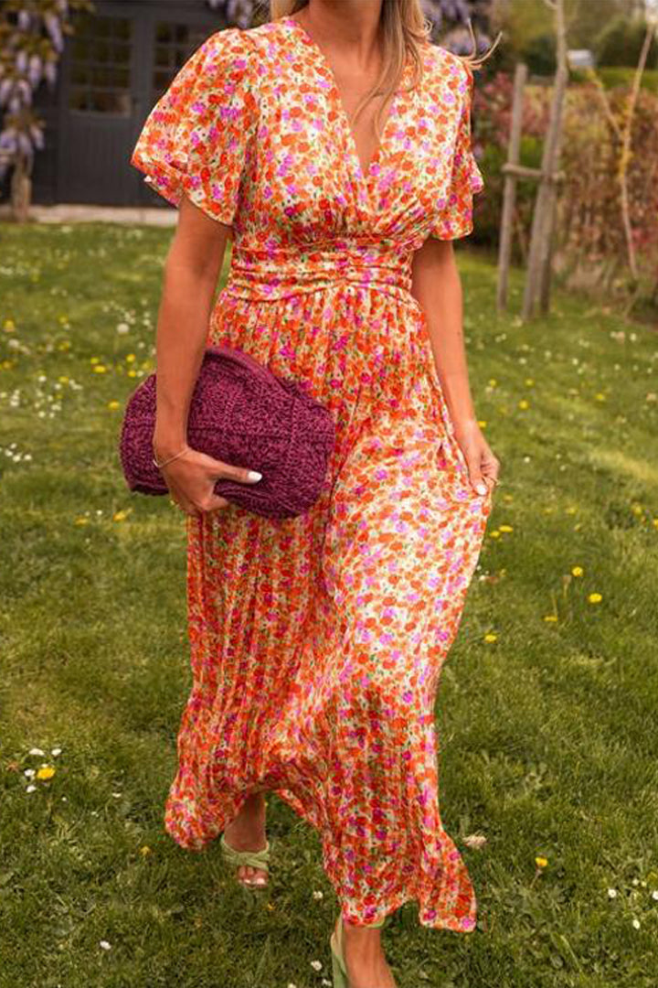 Aria Elegant Floral V-Neck Gown