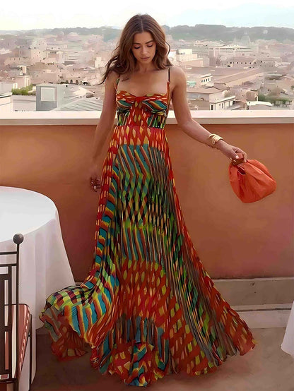 Amelia elegant Personalized Painted Print A-Line Maxi Dress