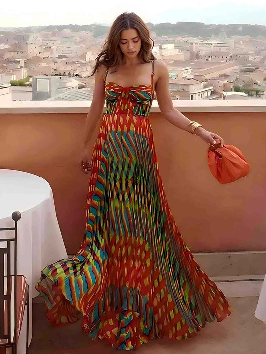 Amelia elegant Personalized Painted Print A-Line Maxi Dress