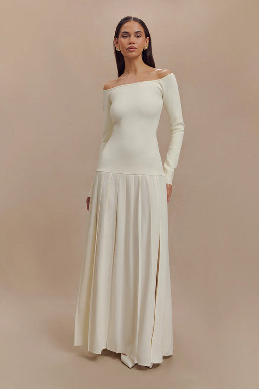 Amaya Soft Pleated Shoulder Dress