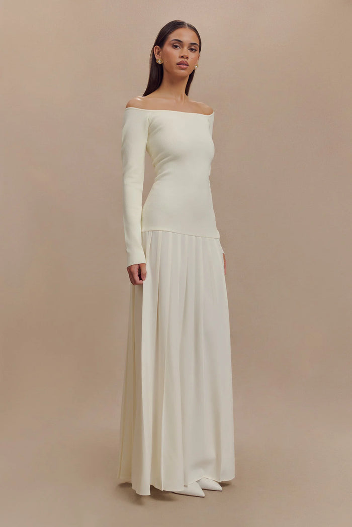 Amaya Soft Pleated Shoulder Dress