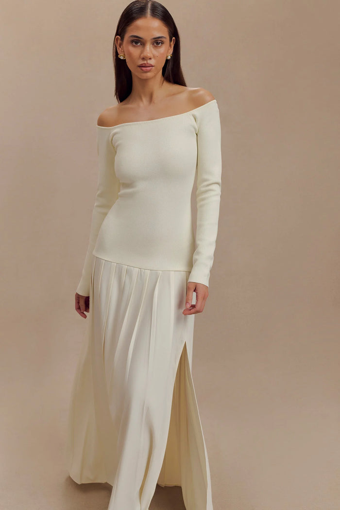 Amaya Soft Pleated Shoulder Dress