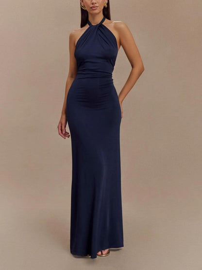 Eva Slinky Halter Maxi Dress - Lagoon