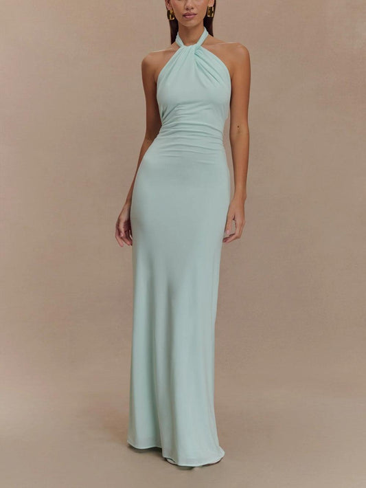 Eva Slinky Halter Maxi Dress - Lagoon