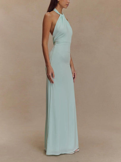 Eva Slinky Halter Maxi Dress - Lagoon