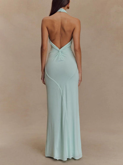 Eva Slinky Halter Maxi Dress - Lagoon