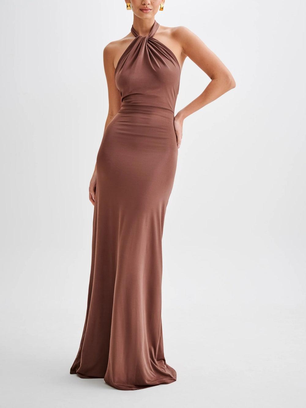 Eva Slinky Halter Maxi Dress - Lagoon