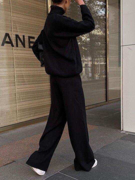 Ava - Knitted solid color loose casual suit