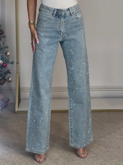 Sophia Elegant High-Waisted Diamanté Jeans
