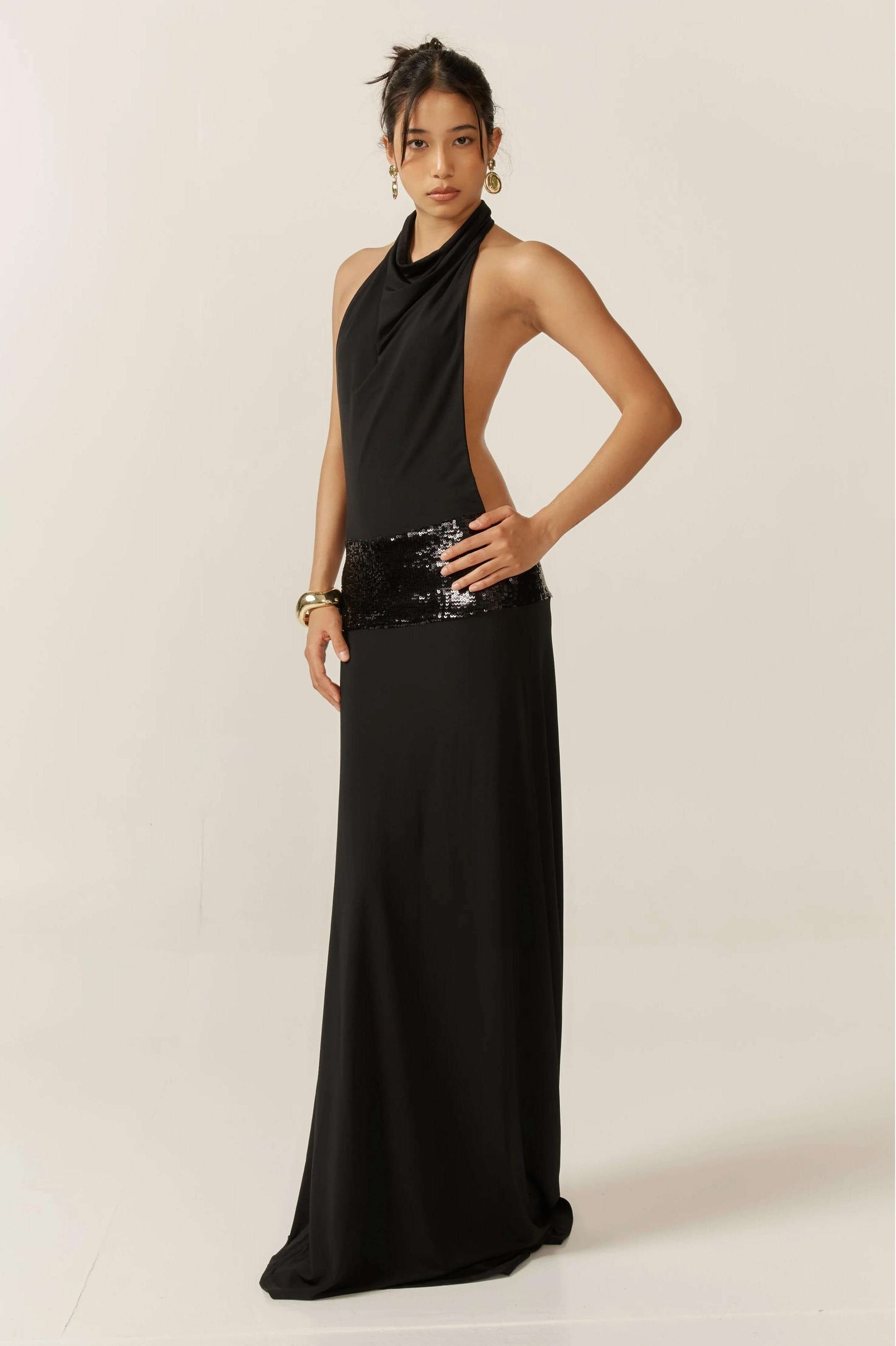 Adele Black Halter Gown