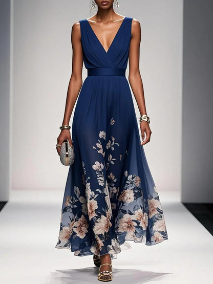 Amelia V Neck Sleeveless A-Line Maxi Dress