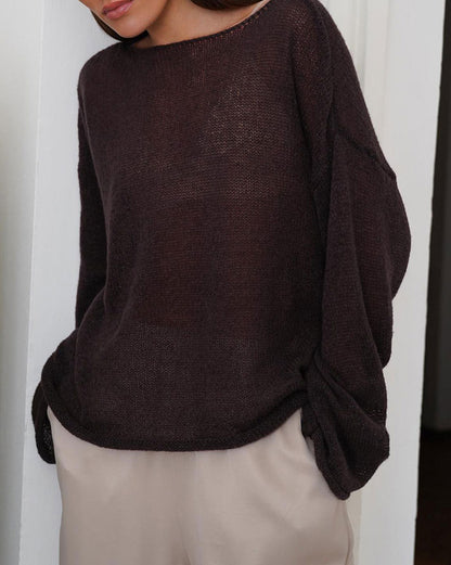 Zoey Elegant See-through Bell Sleeve Knit Top