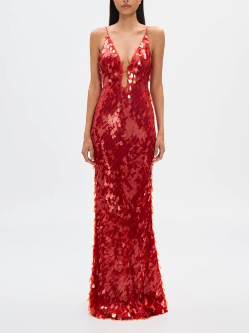 Amelia Red Sapphire Sequin Maxi Dress