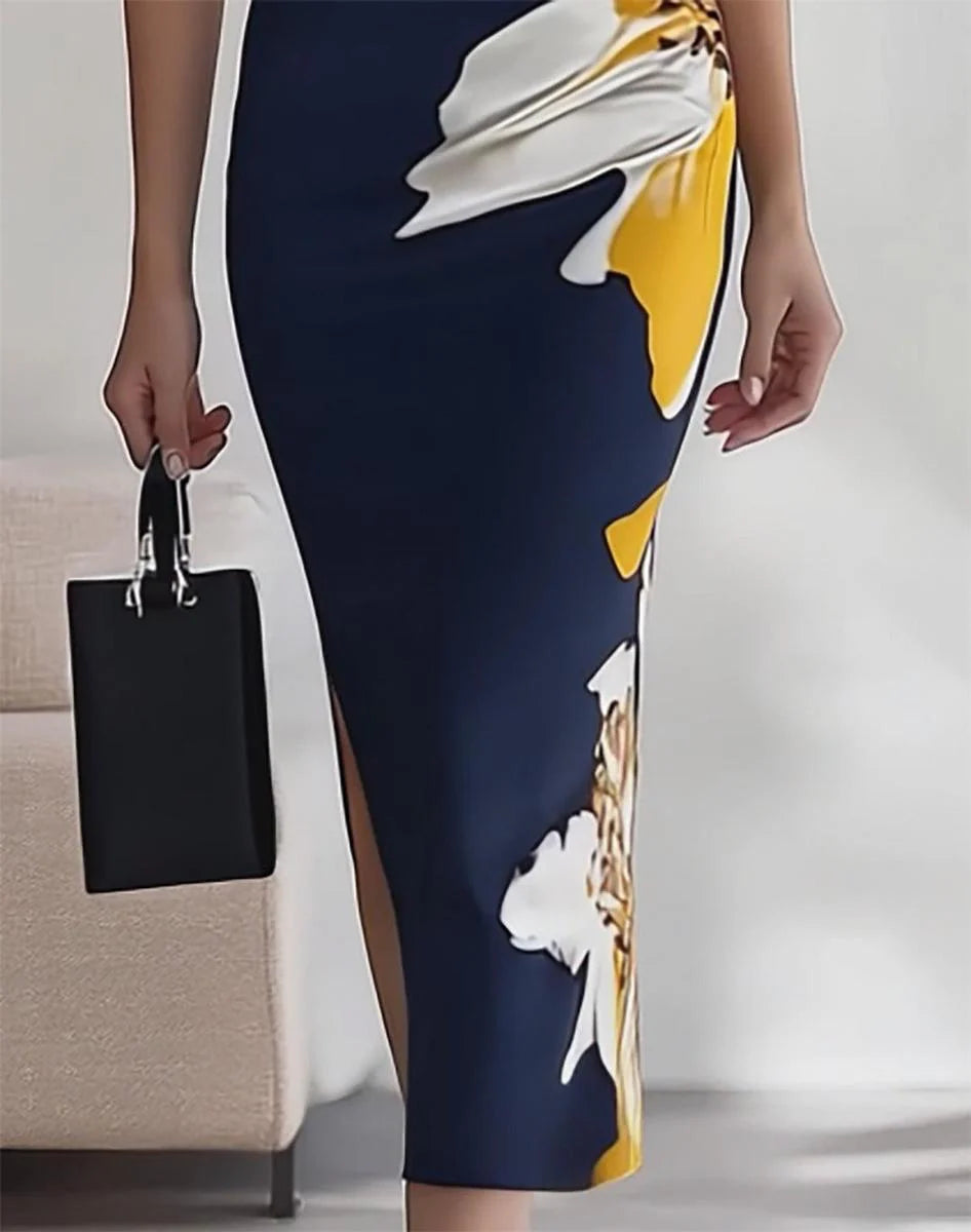Elegant Floral Print Sleeveless Maxi Dress