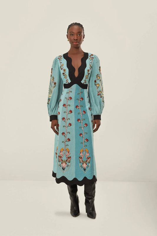 Leona Vintage-Inspired Floral Midi Dress