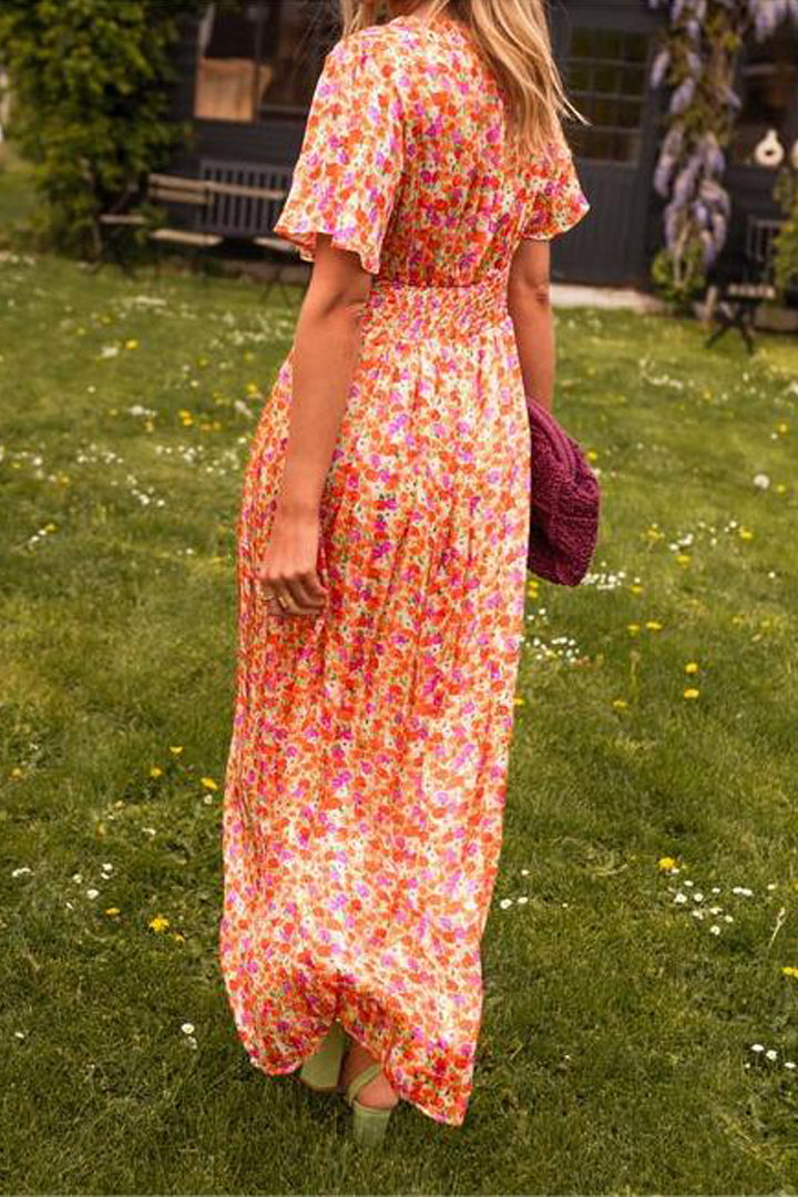 Aria Elegant Floral V-Neck Gown
