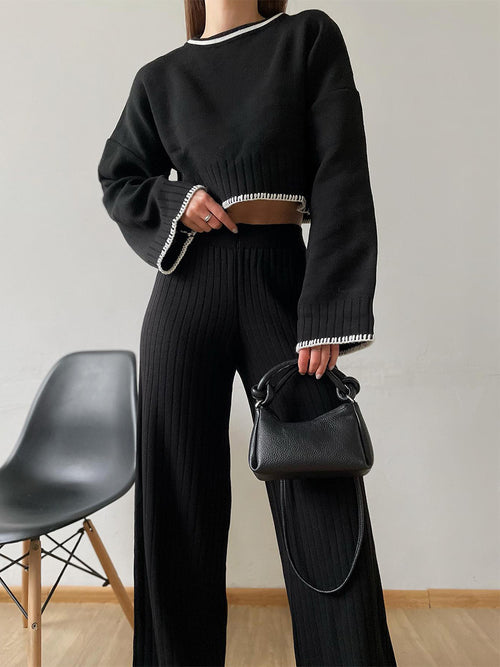 Caroline Minimalism Style Knitted Two-pieces Set