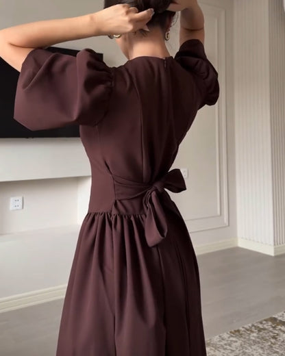 Elegant Crewneck Bow Dress