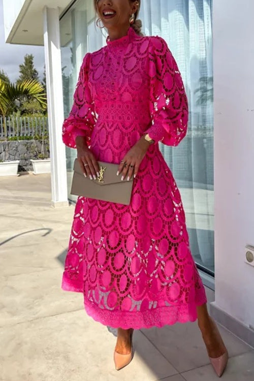 Hollow Out Sleeves Mid Dress