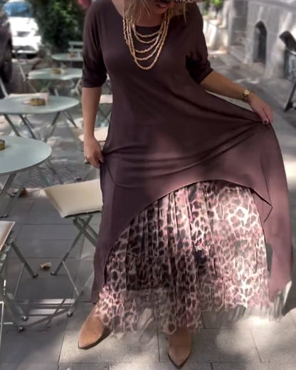Amira Long Sleeve Dress with Tulle Effect Skirt