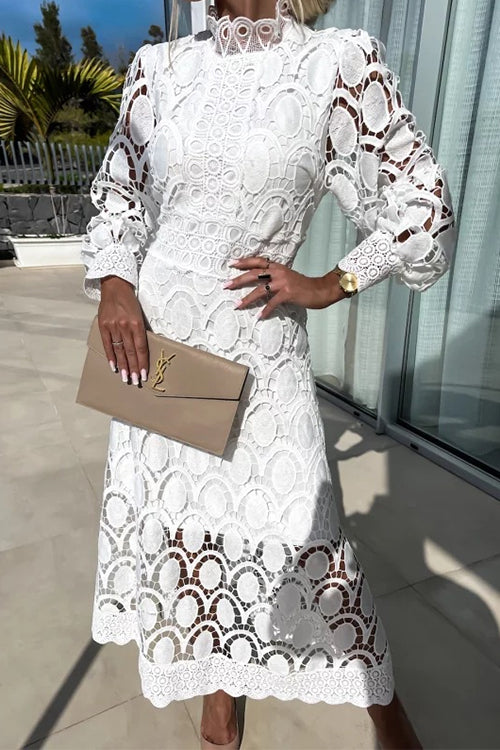 Hollow Out Sleeves Mid Dress