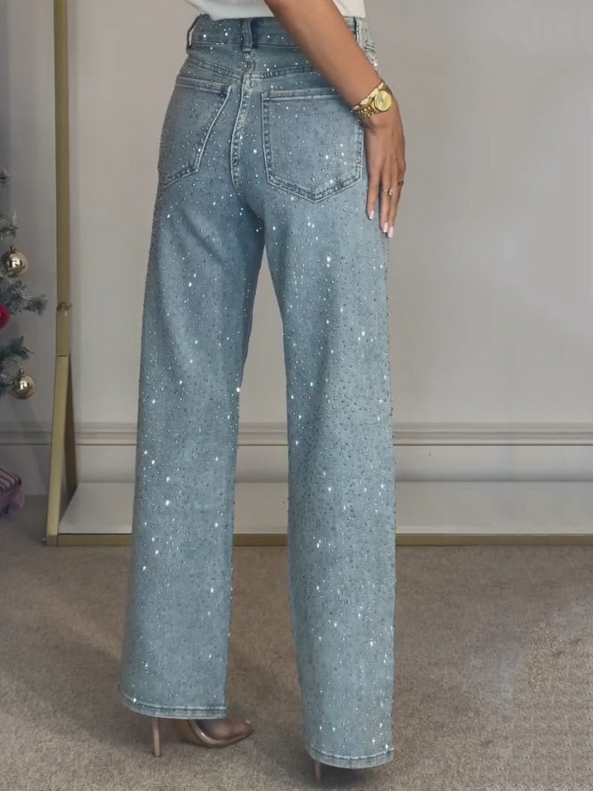 Sophia Elegant High-Waisted Diamanté Jeans