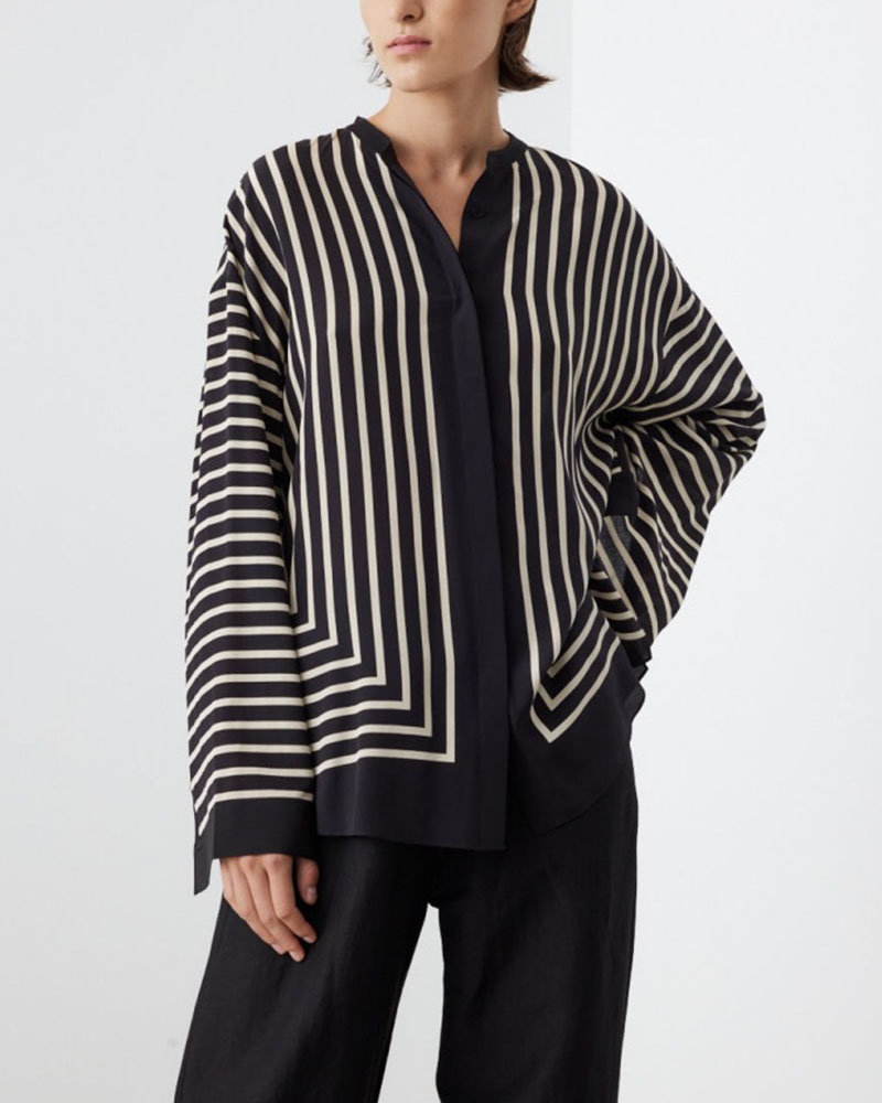striped slit casual shirt