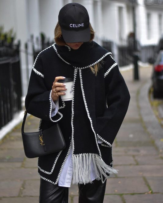 Natalie Hepburn Style Woolen Cape Coat