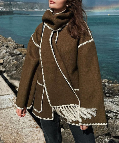 Natalie Hepburn Style Woolen Cape Coat