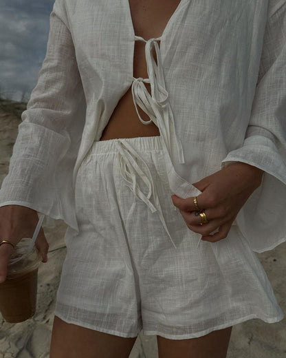Stylish Lace-Up Two-Piece Set