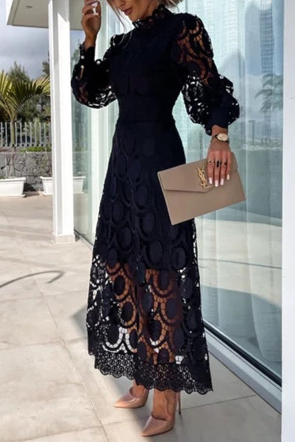 Hollow Out Sleeves Mid Dress